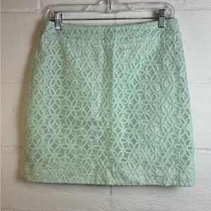 Ann Taylor Loft Casual Straight Floral Mini Mint Green Formal Twee Skirt Size 6